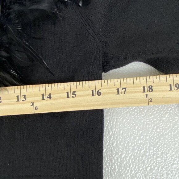 VTG Large Boho Fairy Babydoll Preppy Black Feather Embellished Merino Wool Dress - Picture 7 of 10